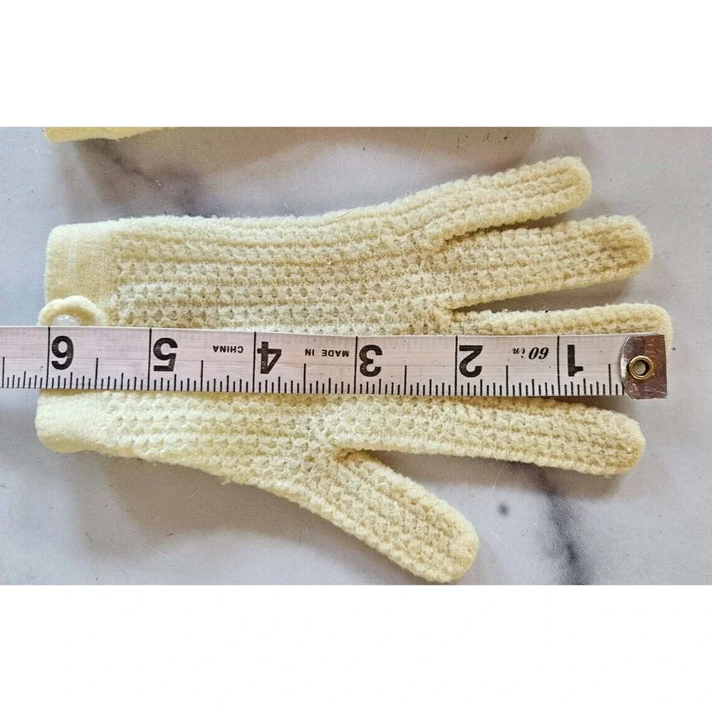 Vintage Kids Hand Gloves XS Cream Knit Full Finger 50s 60s Party Elegant‎ Retro